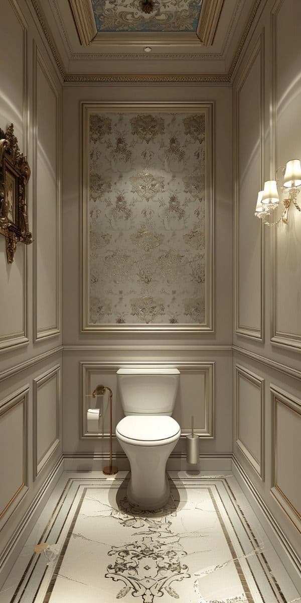 Klasik desenli dekoratif boyalı lavabo duvarları